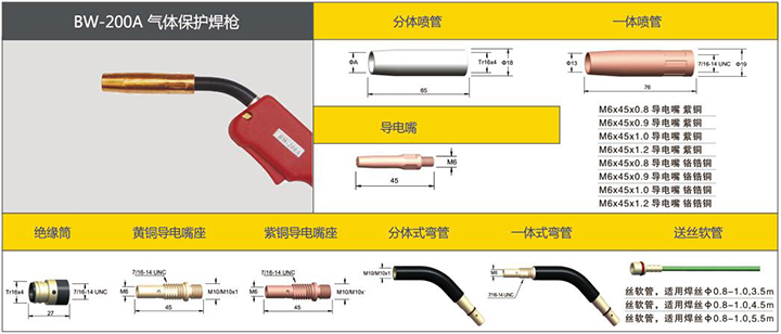 滬工BW-200A氣體保護(hù)焊槍