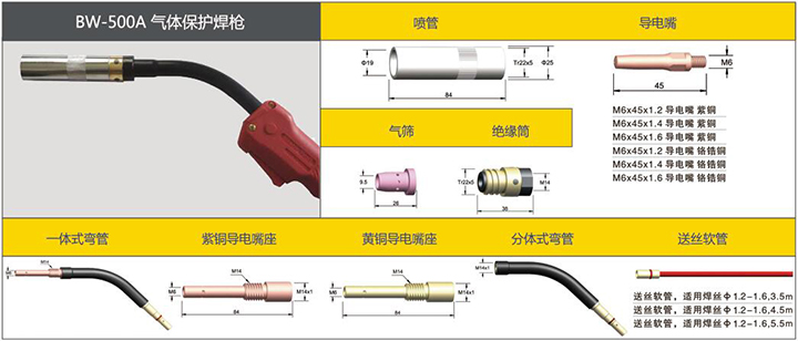 滬工BW-500A氣體保護(hù)焊槍