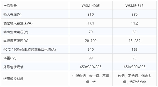 滬工氬弧焊機WSM-400E WSME-315技術(shù)參數(shù)